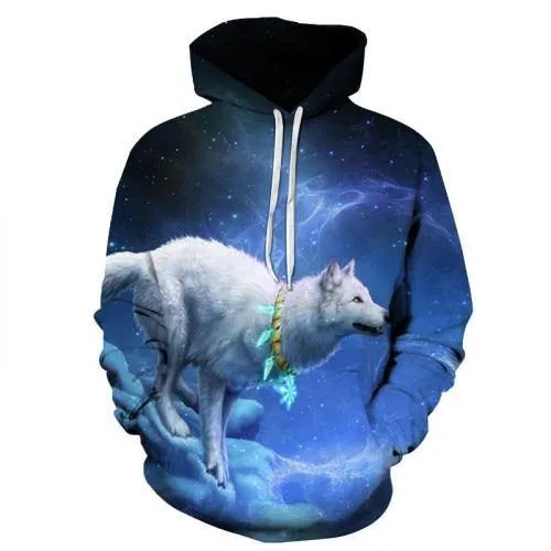 Wolf Printed Hoodie Quality Pullover