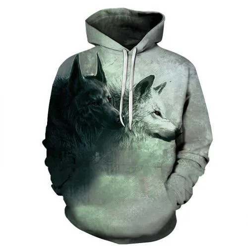 Wolf Printed Hoodie Quality Pullover