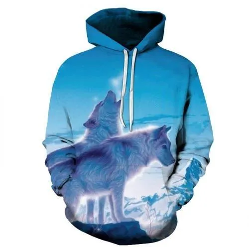 Wolf Printed Hoodie Quality Pullover