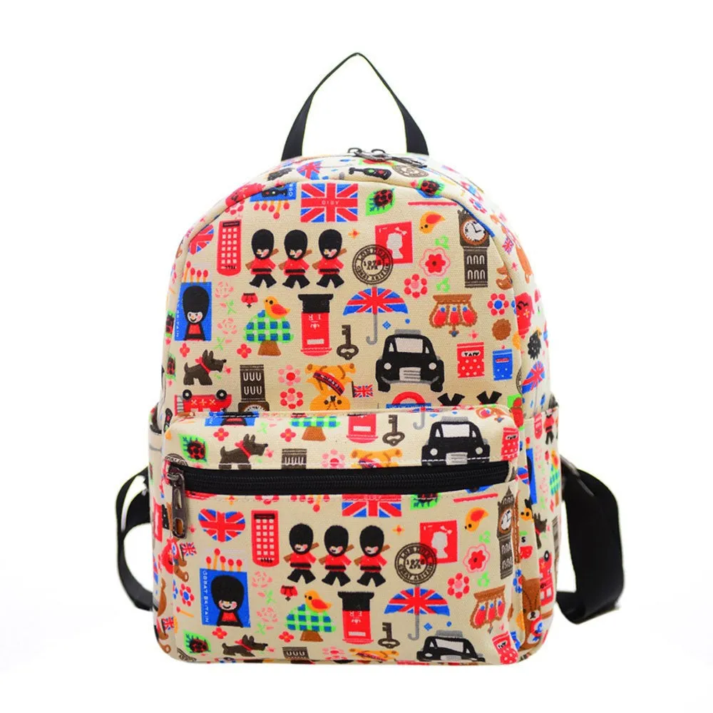 Women Canvas Shoulder Bag Printing Backpack School Backpack Rucksack Mochila Feminina