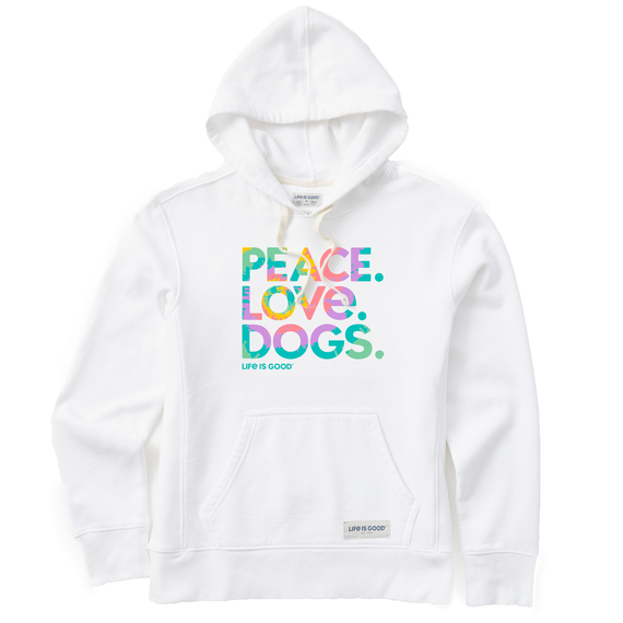 Women's Tie Dye Peace Love Dogs Simply True Fleece Hoodie