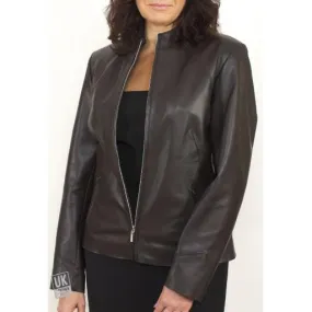 Womens Brown Leather Jacket - Liberty -Plus Size | Free UK Delivery