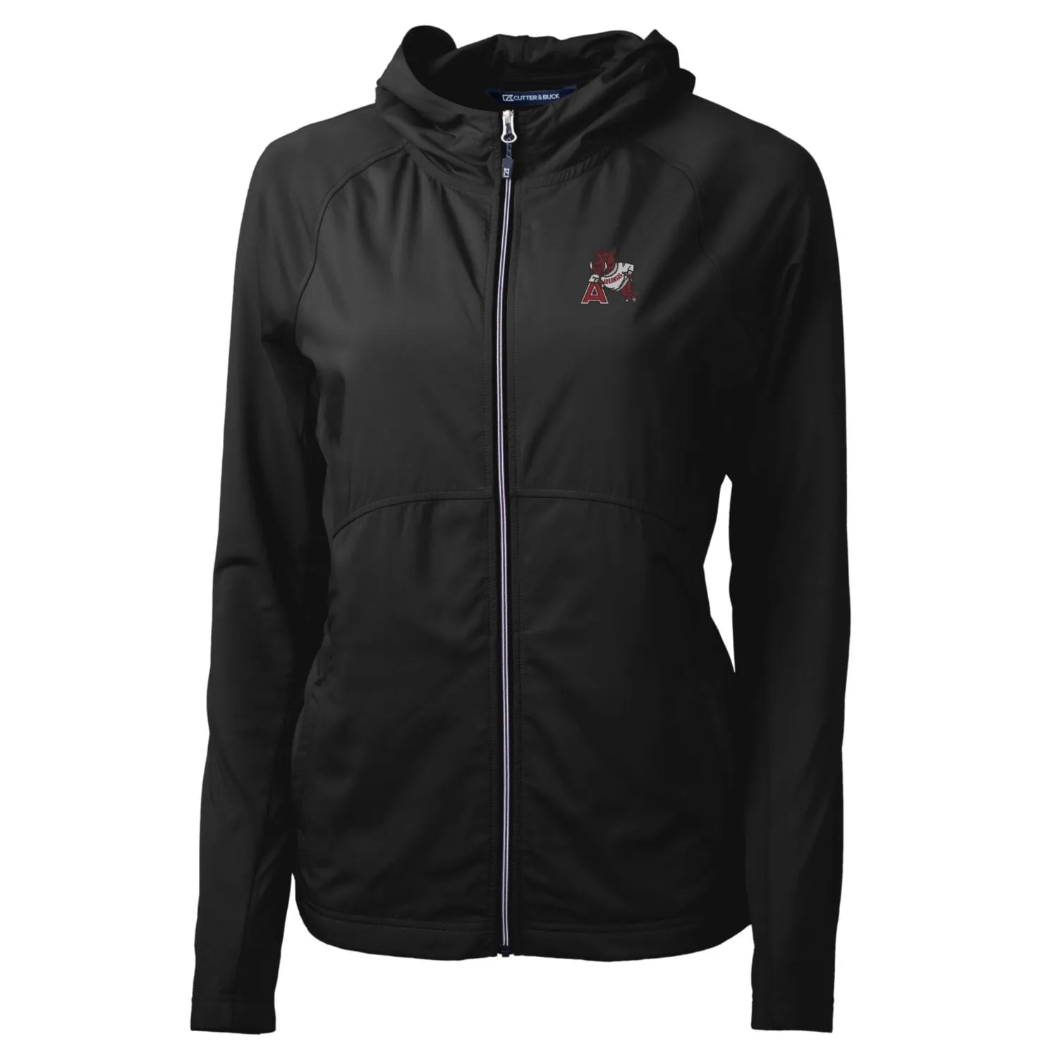 Women's Cutter & Buck Black Arkansas Razorbacks Adapt Eco Knit Hybrid Recycled Full-Zip Hoodie