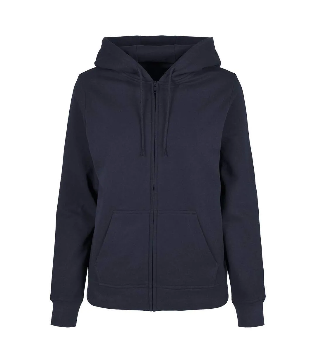 Womens/ladies basic full zip hoodie navy Build Your Brand