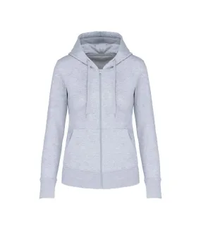 Womens/ladies eco friendly full zip hoodie oxford grey Kariban