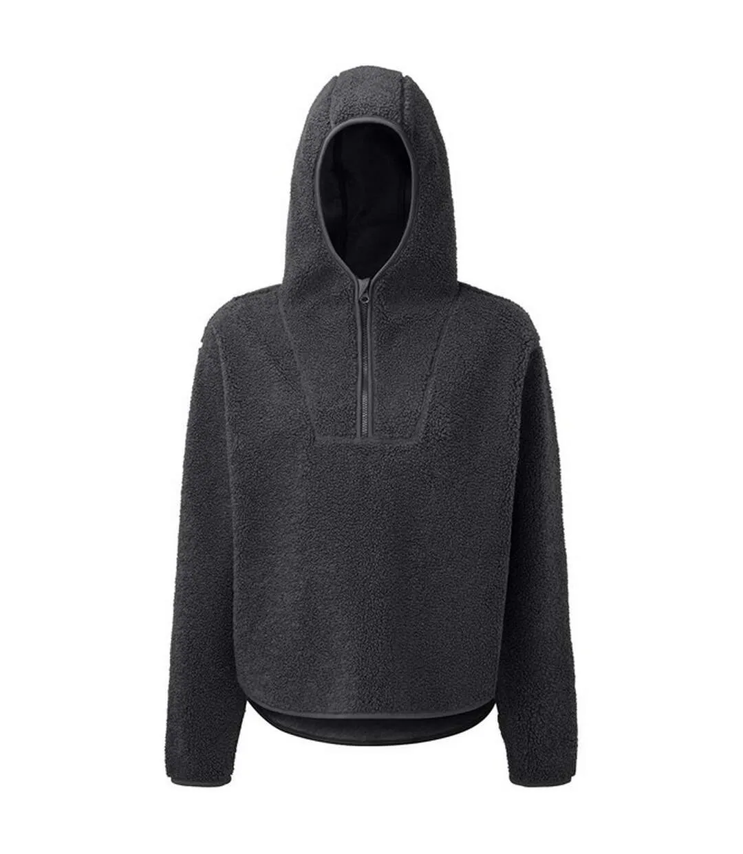 Womens/ladies sherpa fleece quarter zip hoodie charcoal grey TriDri