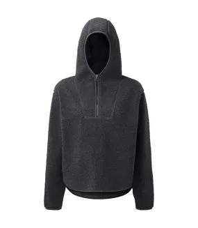 Womens/ladies sherpa fleece quarter zip hoodie charcoal grey TriDri