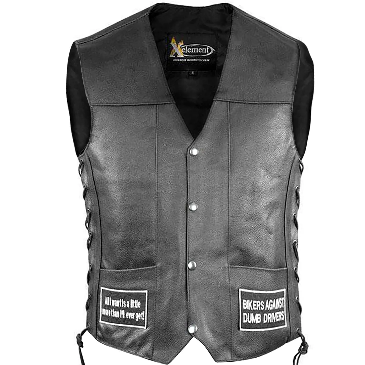 Xelement VP9150 Motorcycle Leather Vest For Men - USA Flag American Eagle - Premium Genuine Biker Club Gilet with Concealed Gun 