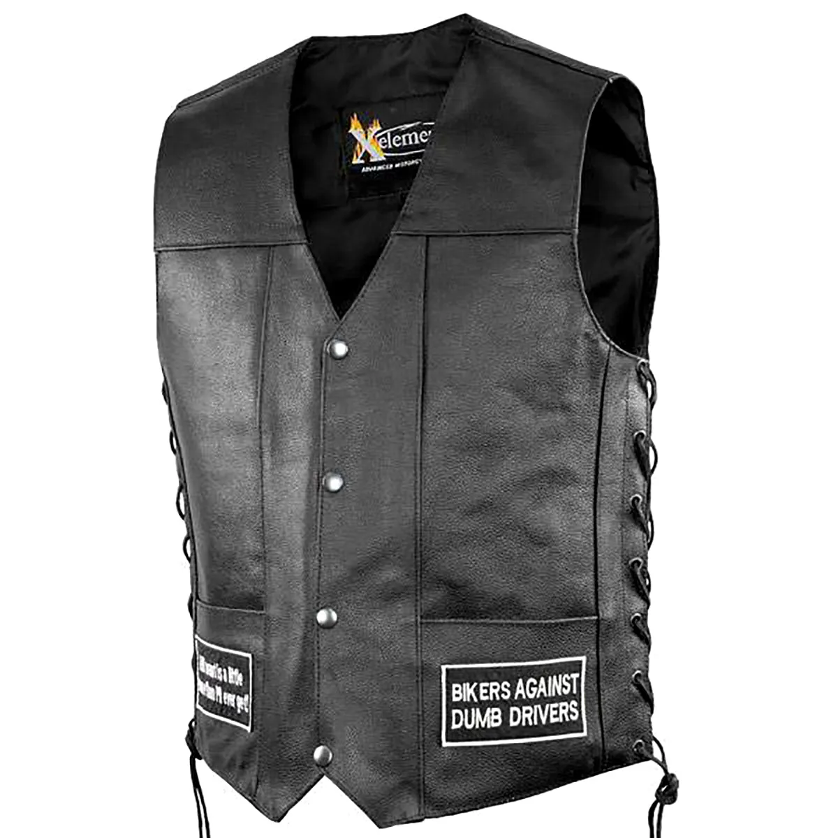 Xelement VP9150 Motorcycle Leather Vest For Men - USA Flag American Eagle - Premium Genuine Biker Club Gilet with Concealed Gun 