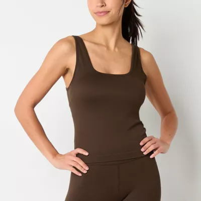 Xersion Womens Seamless Rib Square Neck Sleeveless Tank Top