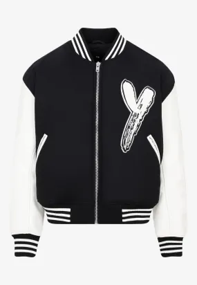 Y-Logo Bomber Jacket in Wool Blend