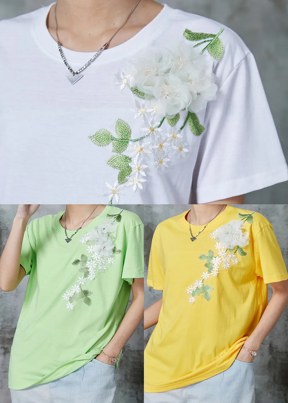 Yellow Floral Cotton Beach Vest Embroideried Summer