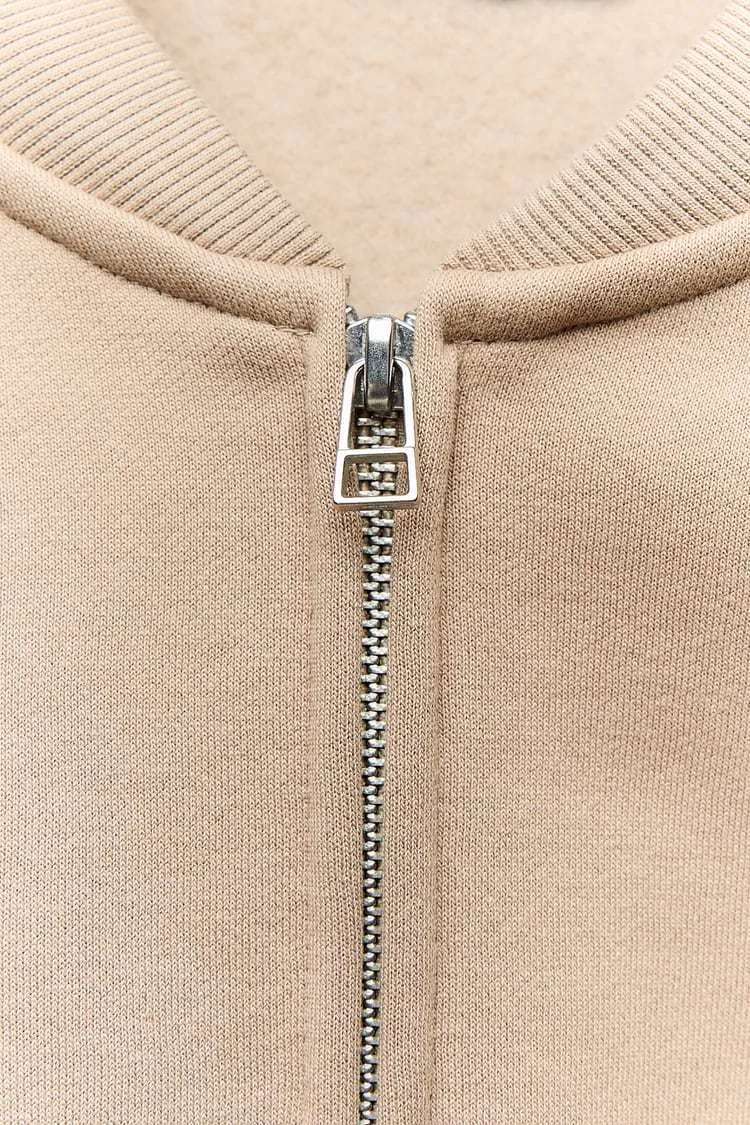 ZARA  |ZIPPERED BOMBER SWEATSHIRT