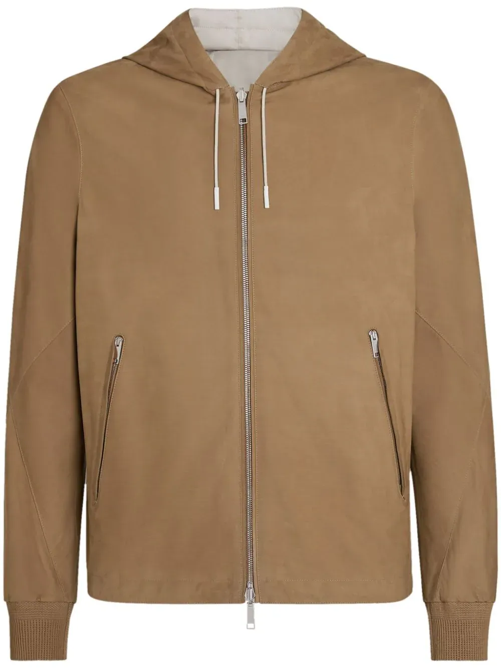 Zegna Hooded Zip-front Leather Jacket Beige | Luxury and style at your fingertips