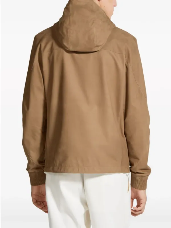 Zegna Hooded Zip-front Leather Jacket Beige | Luxury and style at your fingertips