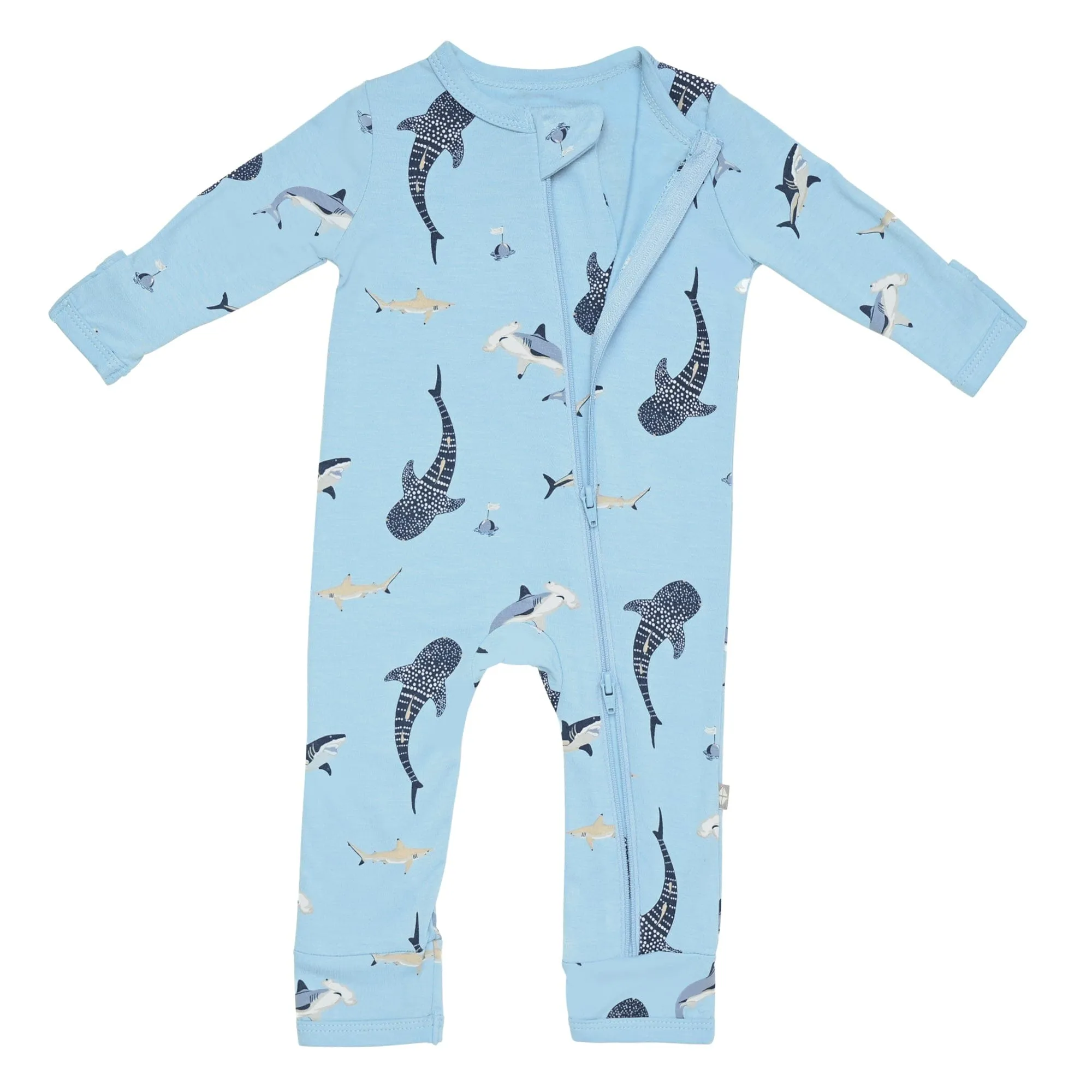 Zippered Romper in Stream Shark