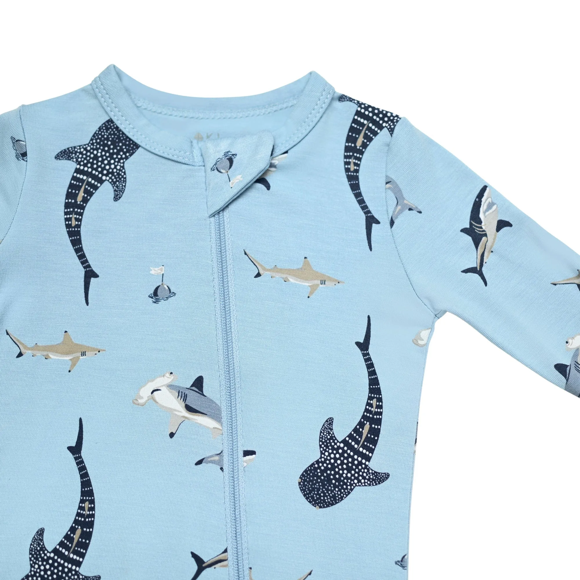 Zippered Romper in Stream Shark